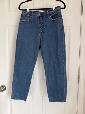 Abercrombie & Fitch Women’s The Mom High Rise Button-Fly Blue Relaxed Jeans
